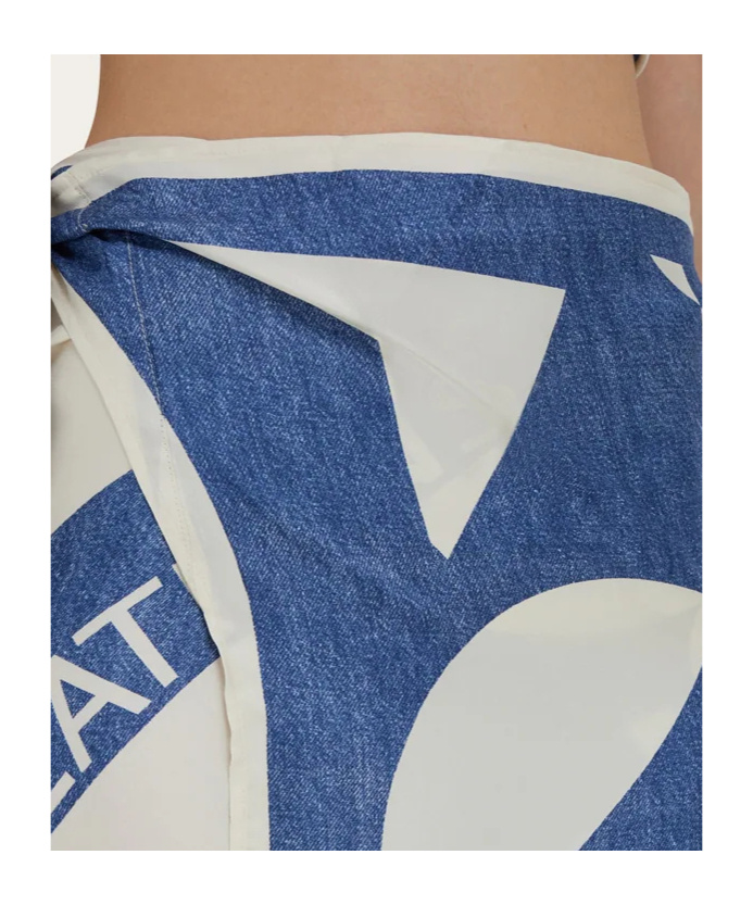 Ferragamo Venna Logo Sarong Skirt In Blue