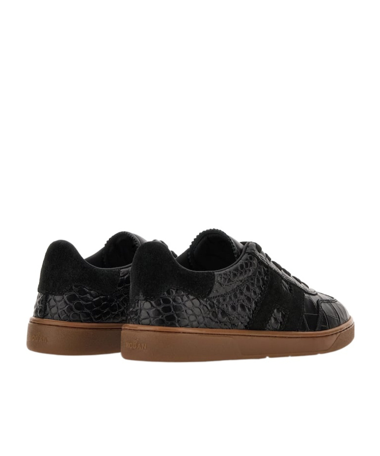 Hogan Cool Embossed Lace-up Sneakers In Black