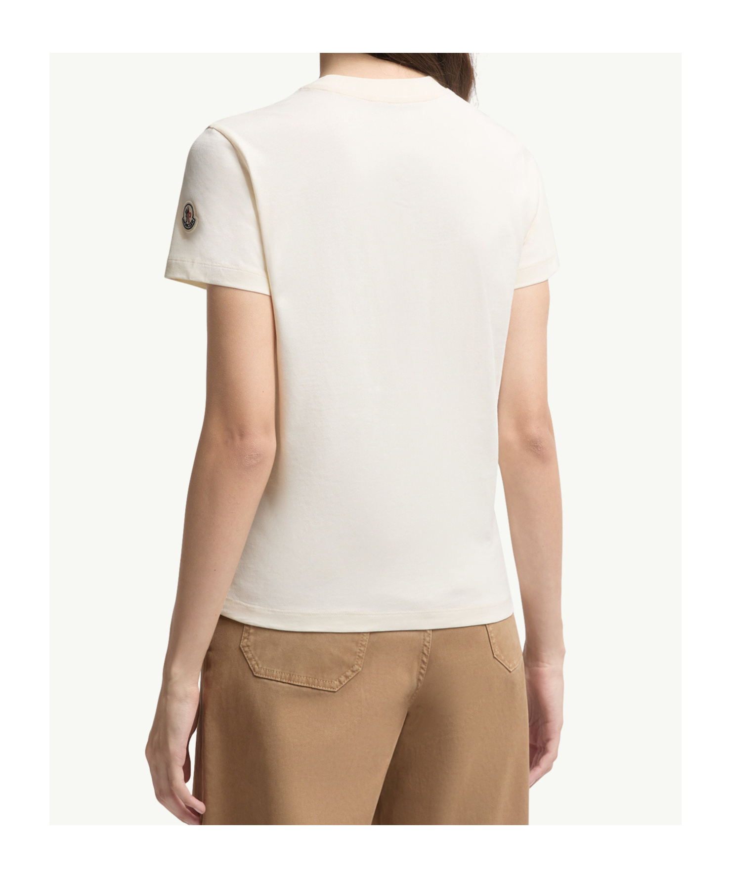 Moncler Beaded Logo Cotton T-shirt White In White