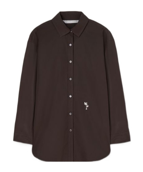 Palm Angels Palm-embroidery Cotton Shirt In Black