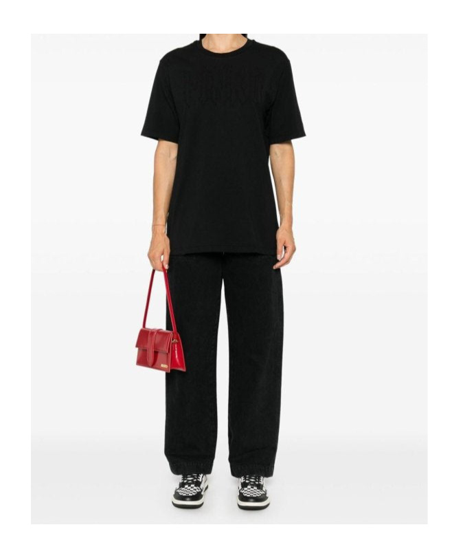 Shop Pinko Logo-embroidered T-shirt In Black