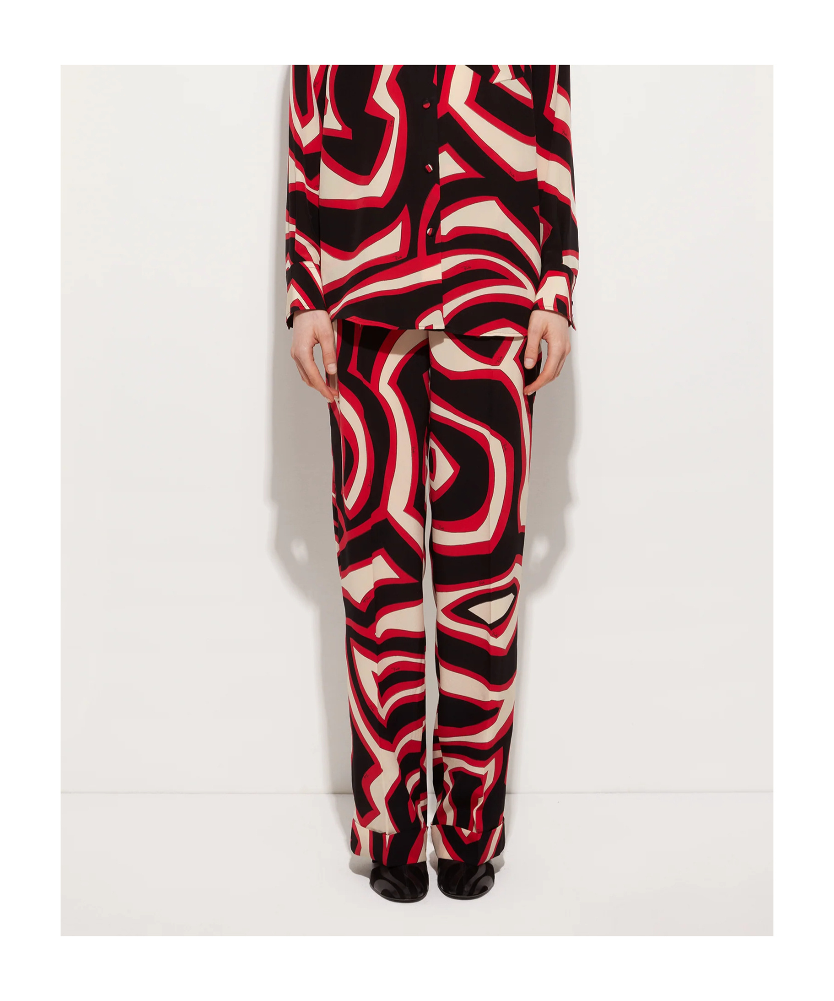 Pucci Labirinto Print Silk Pajama Trousers In Red