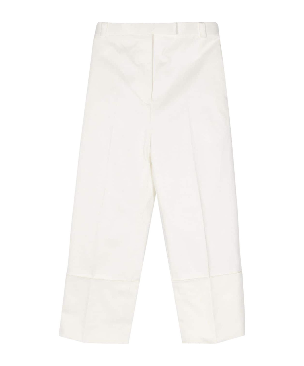 Thom Browne Off White Pressed-crease Tapered Trousers In White