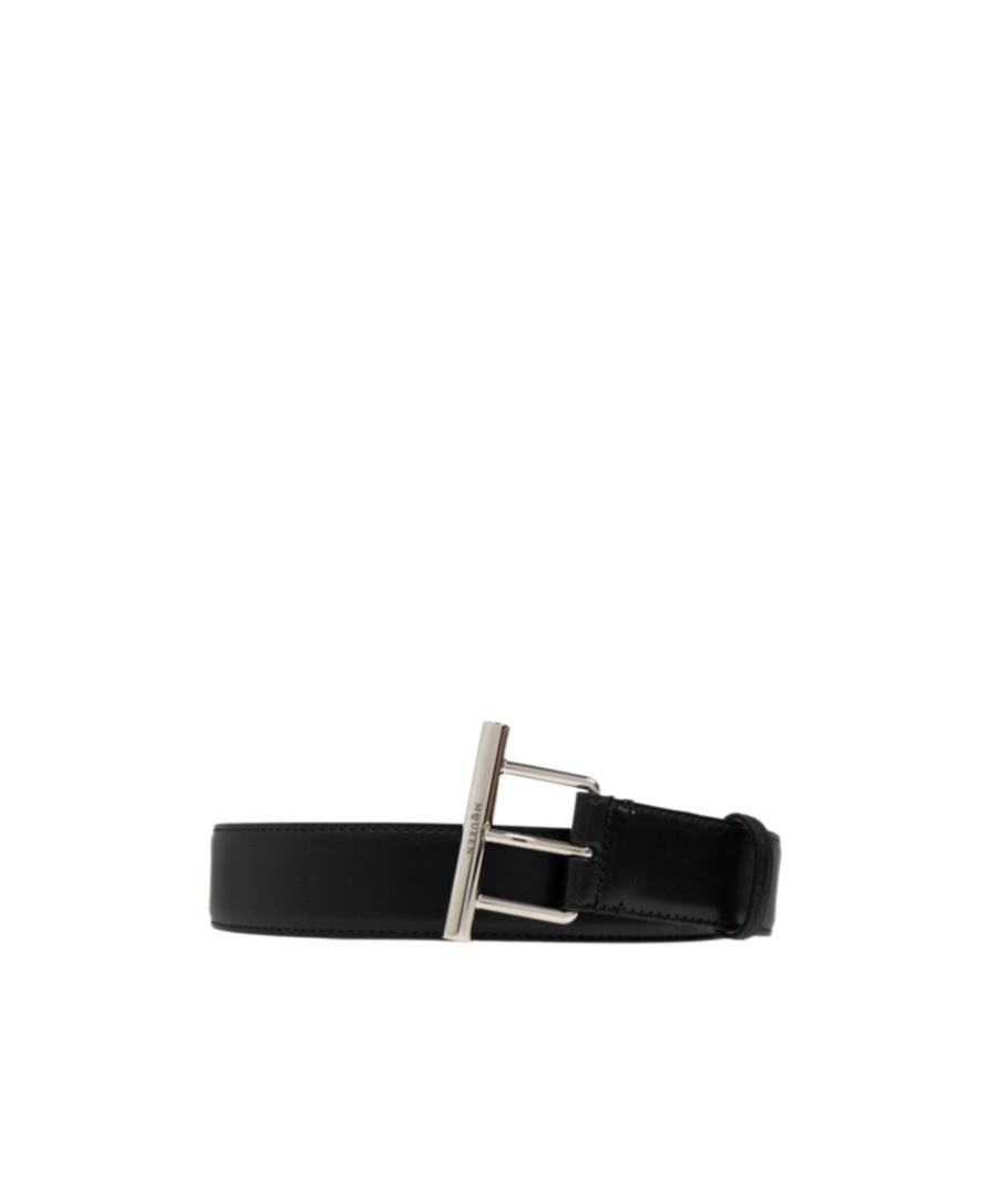 Shop Alexander Mcqueen Cross Bar Leather Belt In Black