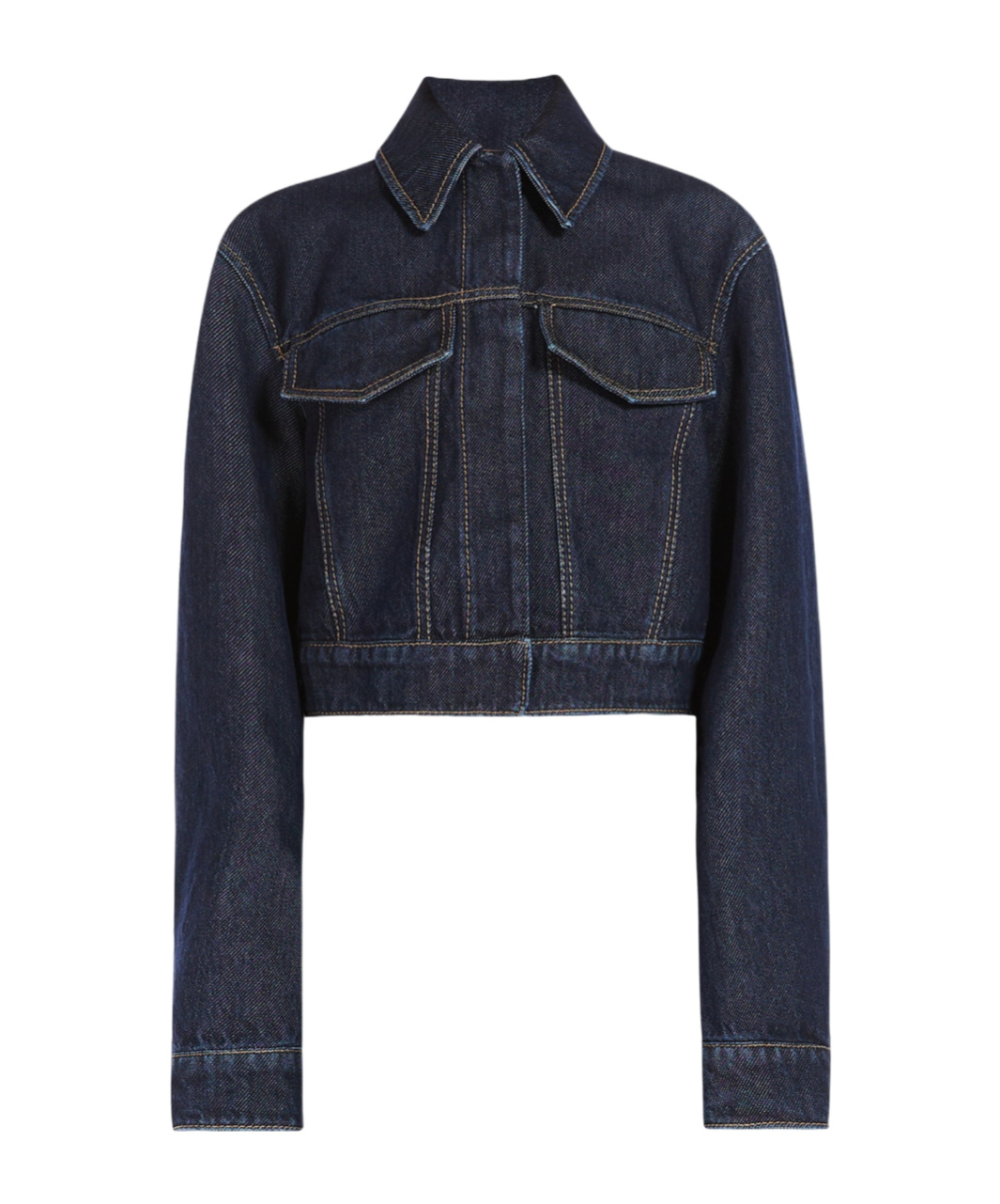 Sportmax Cropped Denim Jacket With Collared Neck In Black