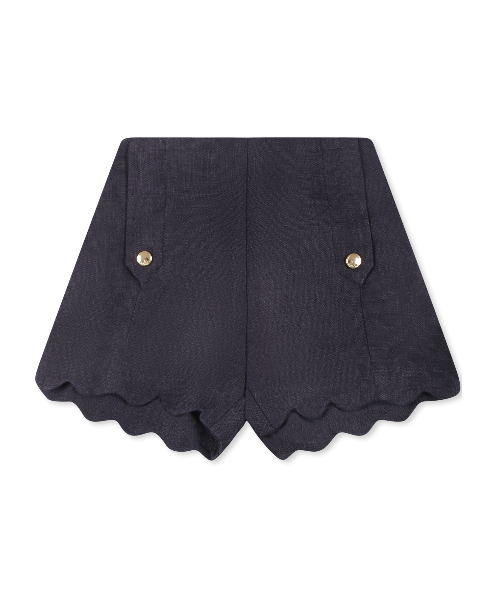 Chloé Scallop-edge Linen Shorts In Black