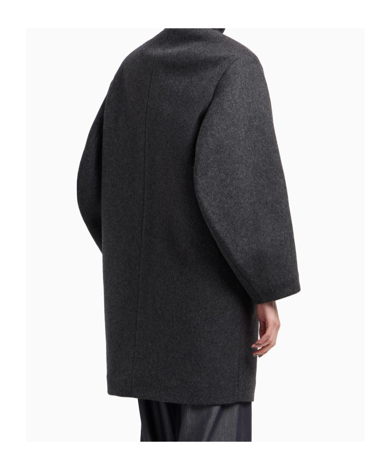 Emporio Armani Polygon Capsule Collection Padded Wool Cloth Coat In Gray