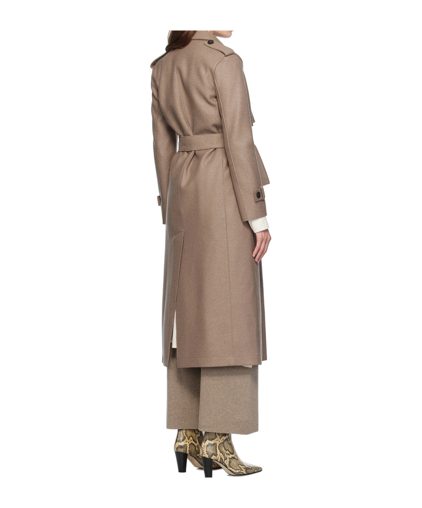 Harris Wharf London Long Flat-collar Coat In Brown
