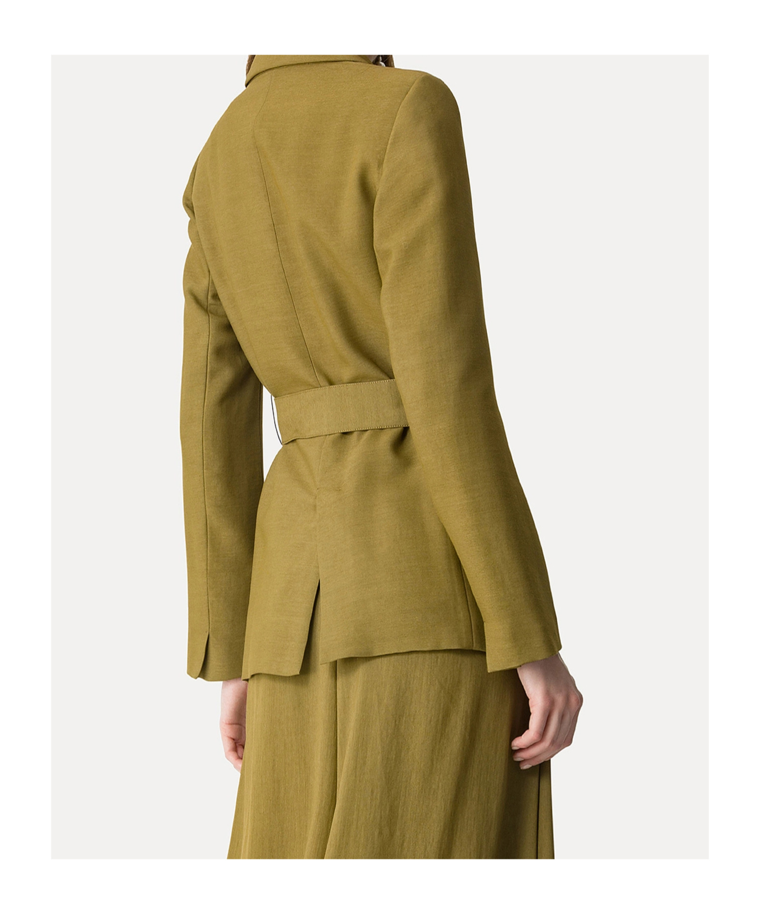 Forte Forte Jacket In Fluid Slub Canvas With A Belted Waist In Green