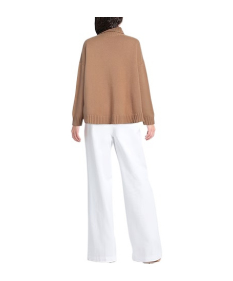 Max Mara Solid Turtleneck Knit Top In Nude