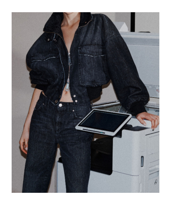 Marella Denim Bomber Jacket In Black