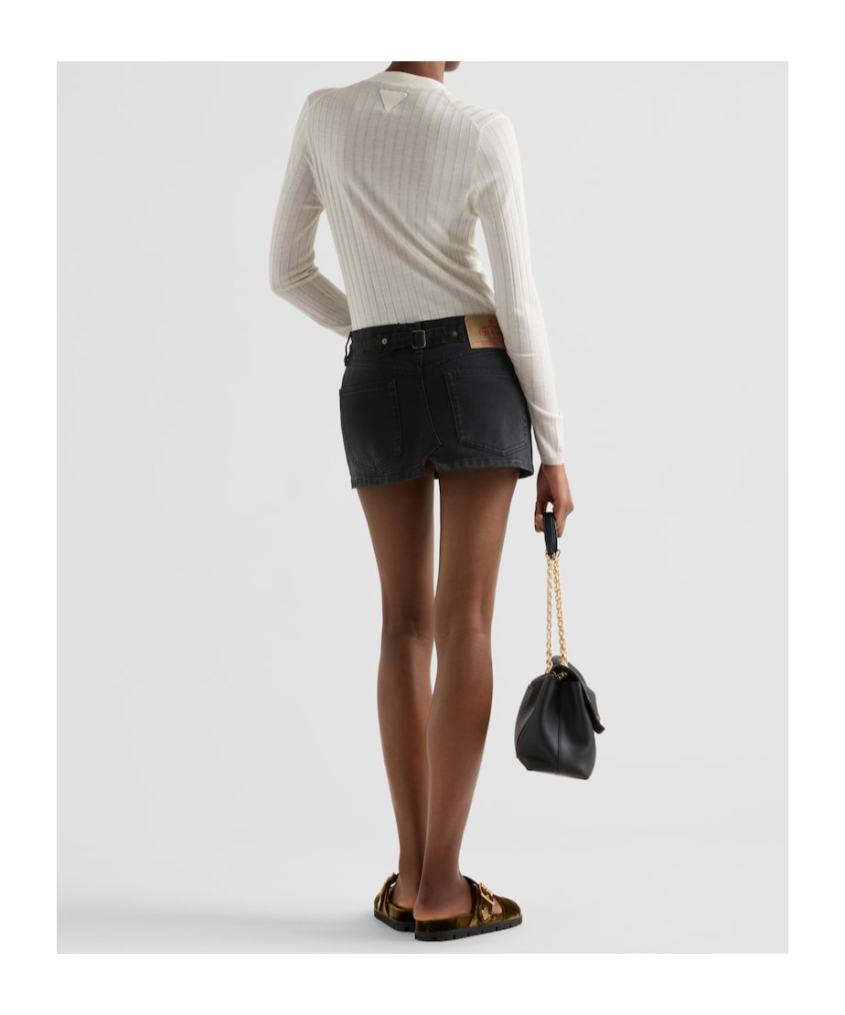 Prada V-neck Superfine Cashmere Cardigan In Nude