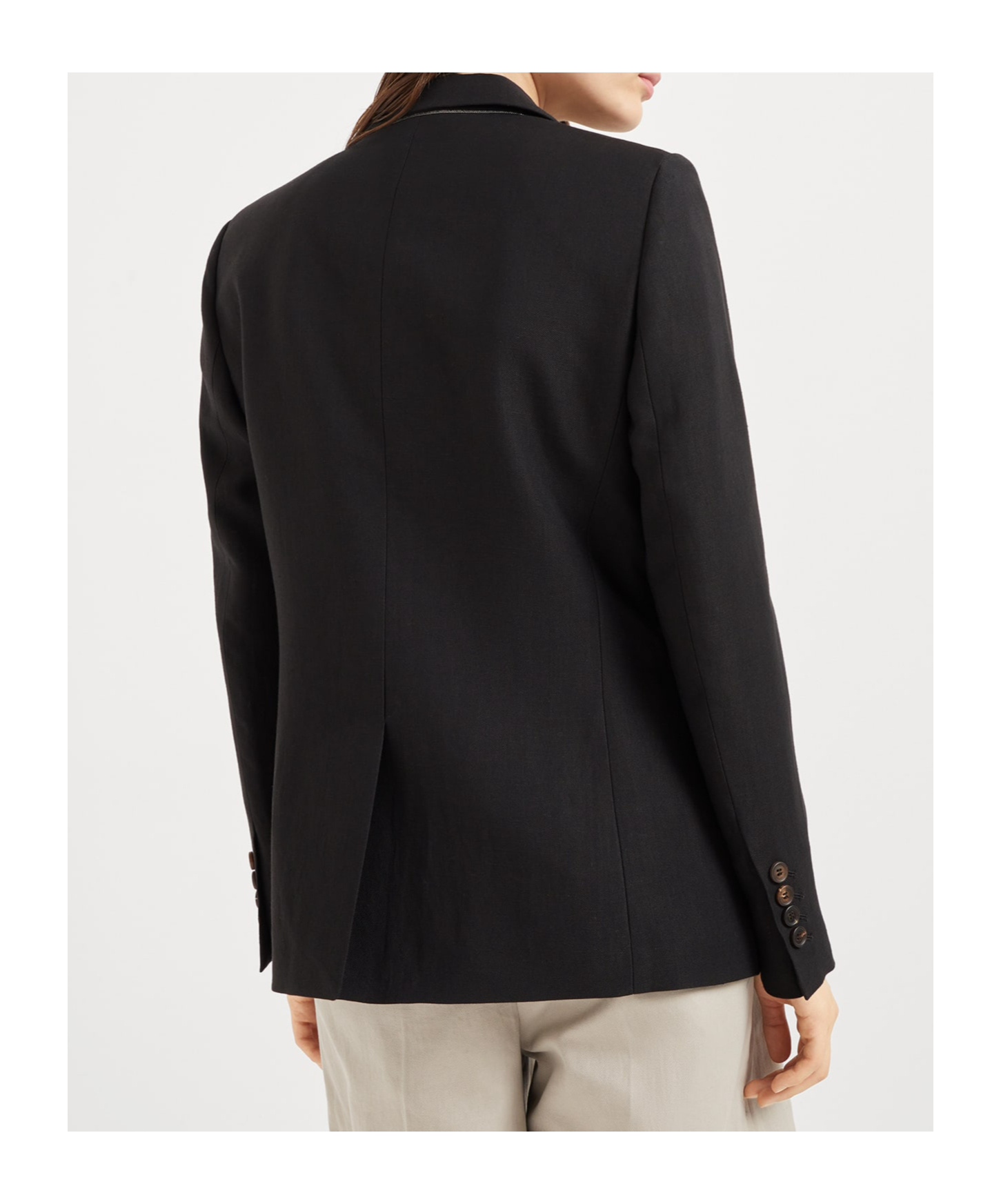 Brunello Cucinelli Monili-detail Twill Blazer In Black