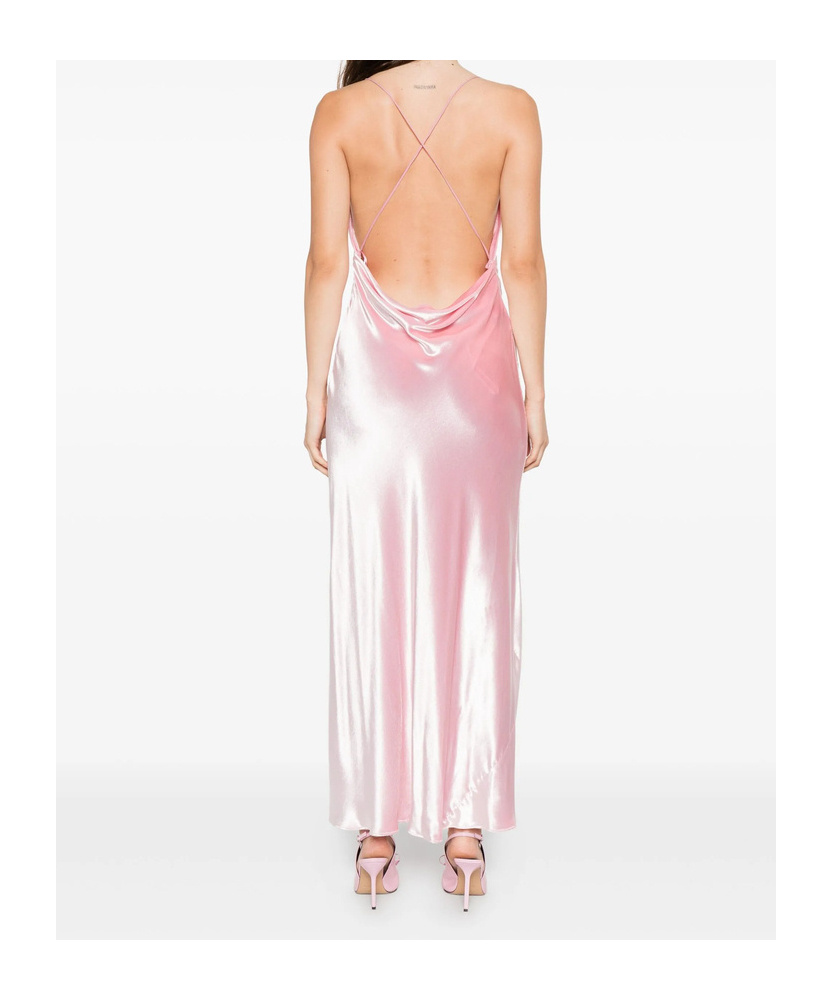 Alberta Ferretti Cowl-neck Strap Dress In Pink