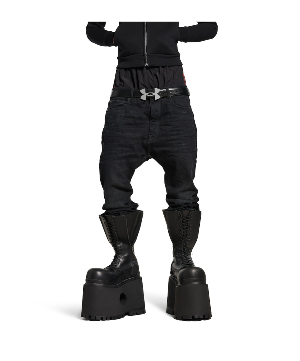 Balenciaga Layered Shell-trimmed Distressed Flared Jeans In Black