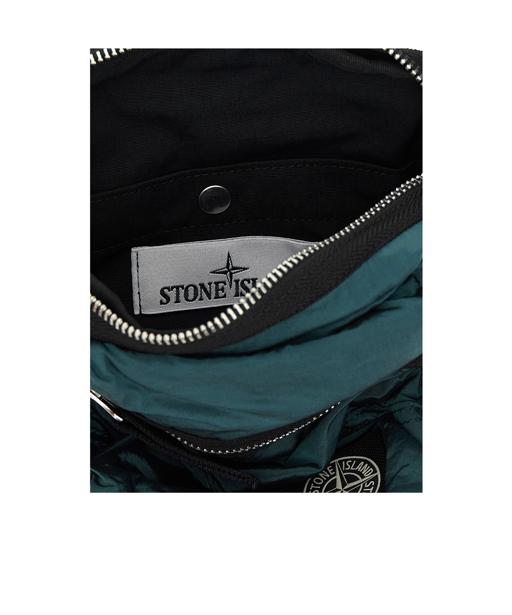 Stone Island Patch Logo Adjustable Shoulder Strap Front Pocket In Green