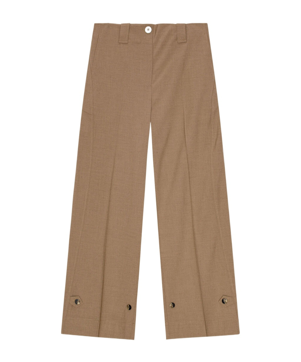 Ganni Adjustable-leg Tailored Trousers In Brown