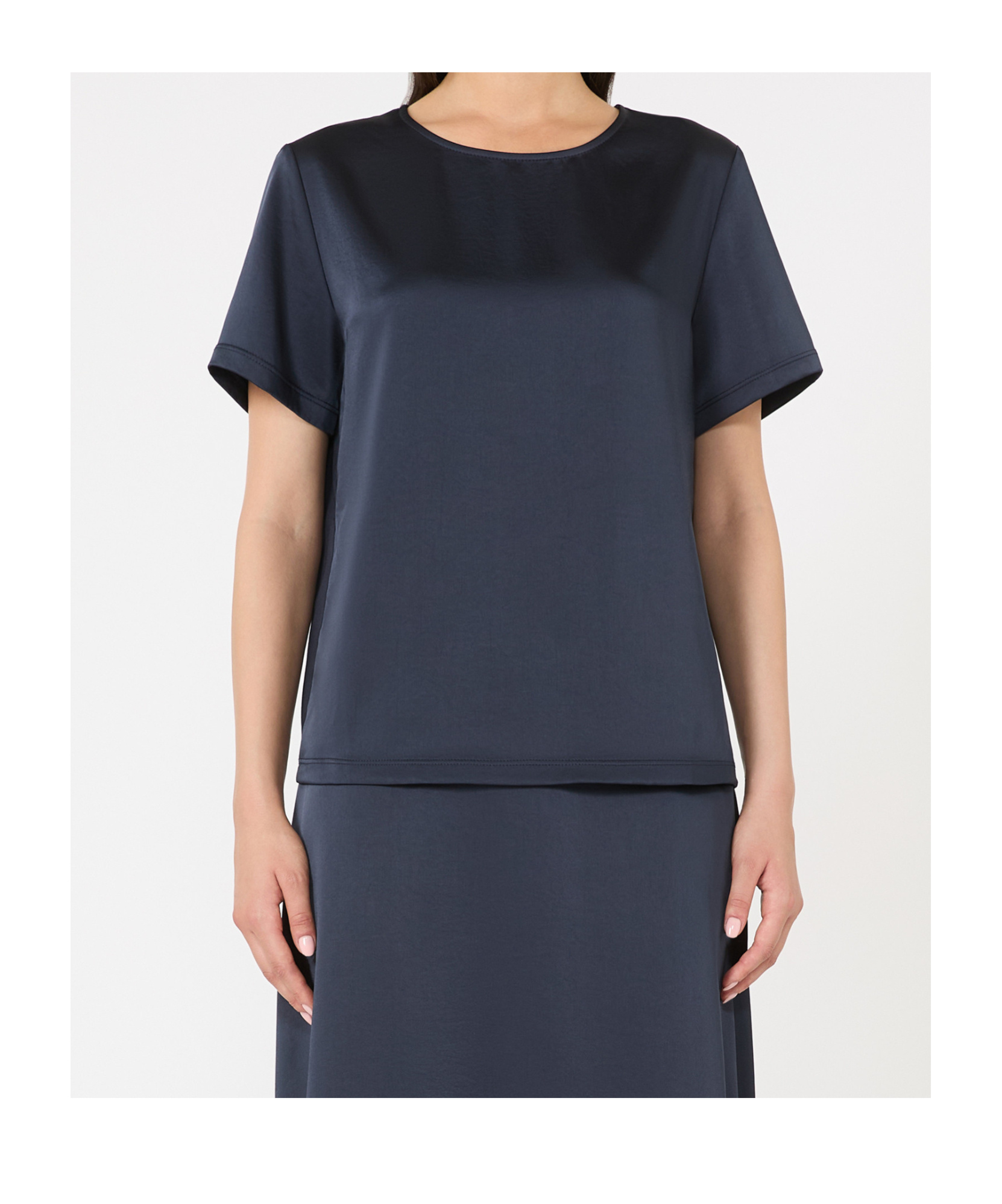 Weekend Max Mara Amburgo T-shirt In Satin And Jersey In Blue