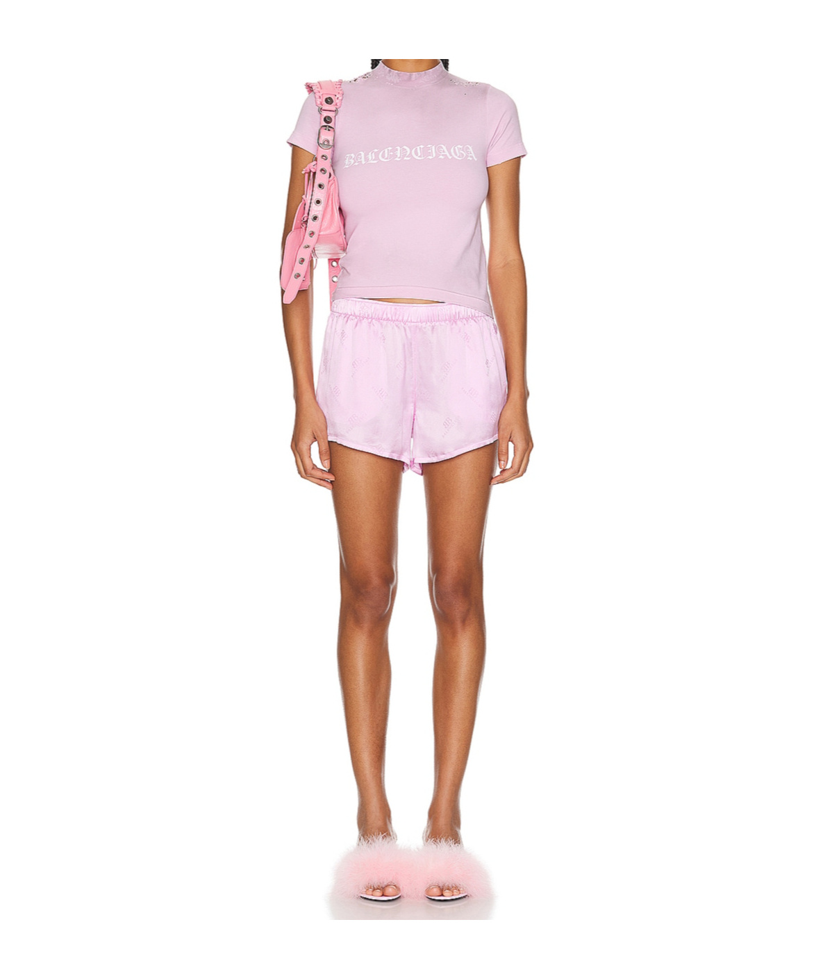 Balenciaga Silk Jacquard Running Shorts In Pink