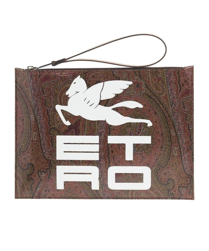 Etro Zippered Clutch In Brown