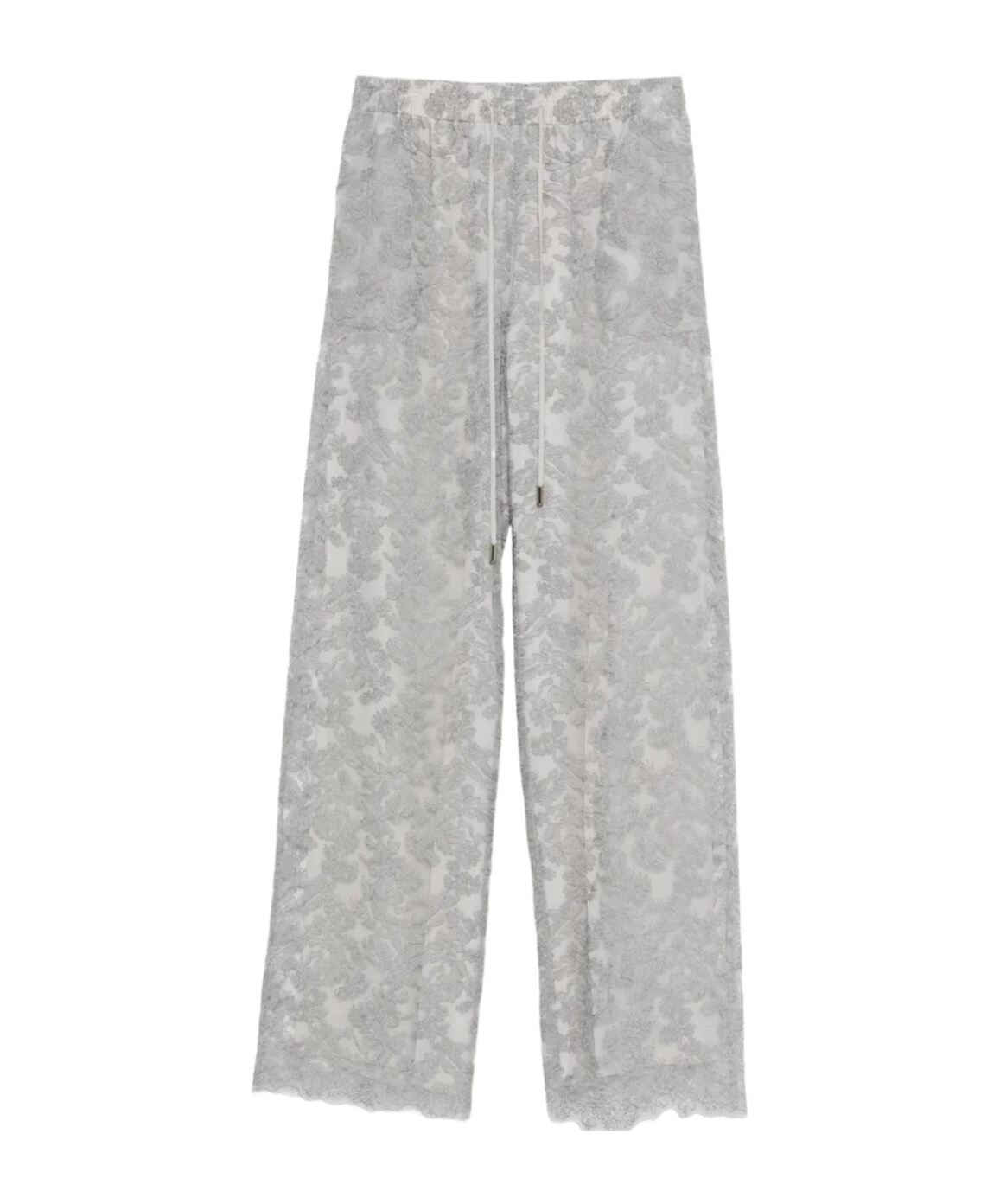 Ermanno Scervino Floral-lace Trousers In Gray