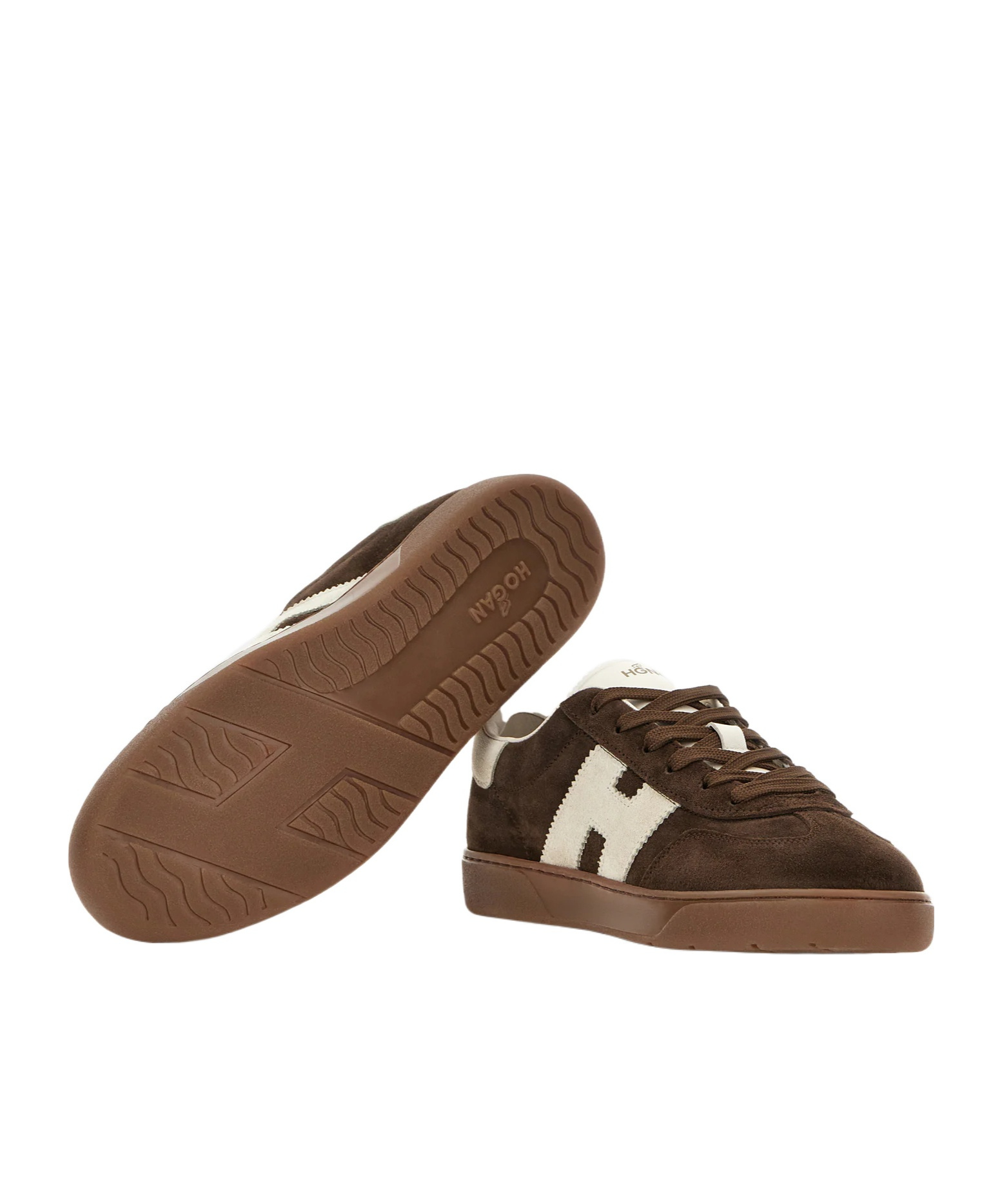 Hogan Rubber Sole Suede Finish Sneakers In Brown
