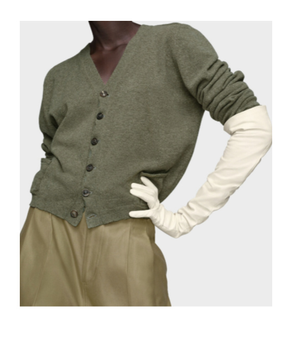 Maison Margiela Puff-sleeve Button Cardigan In Green