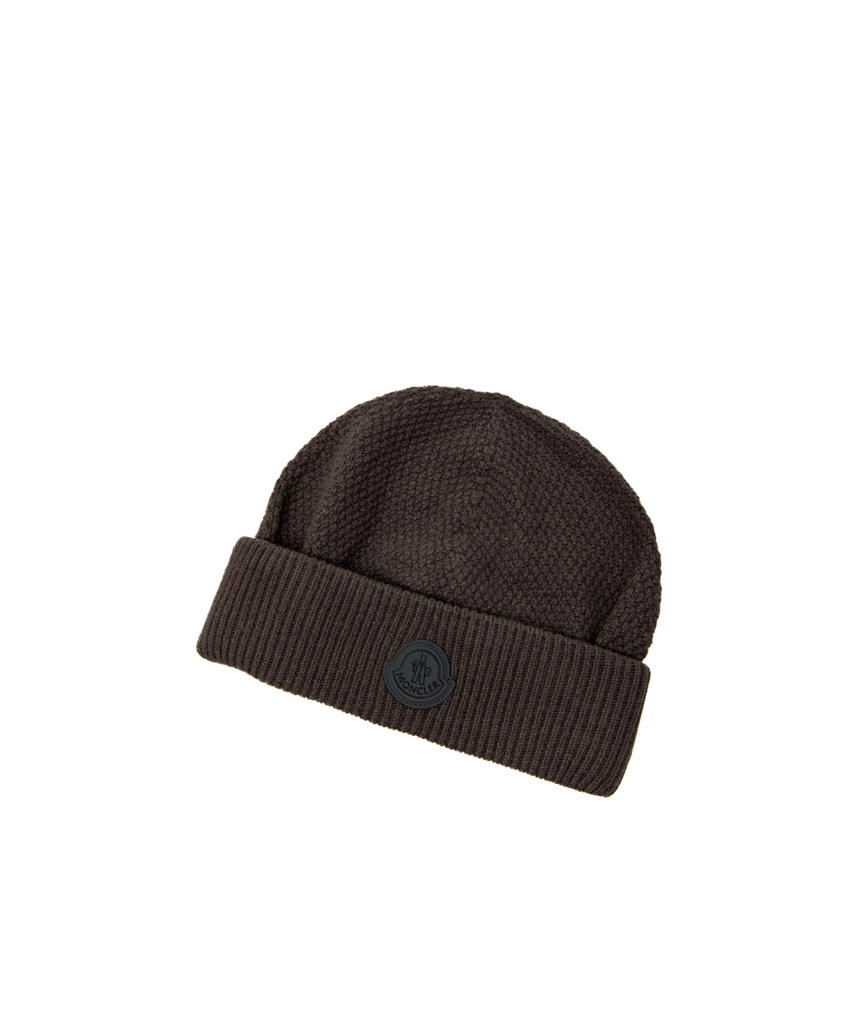 Moncler Logo-patch Ribbed-brim Beanie In Black