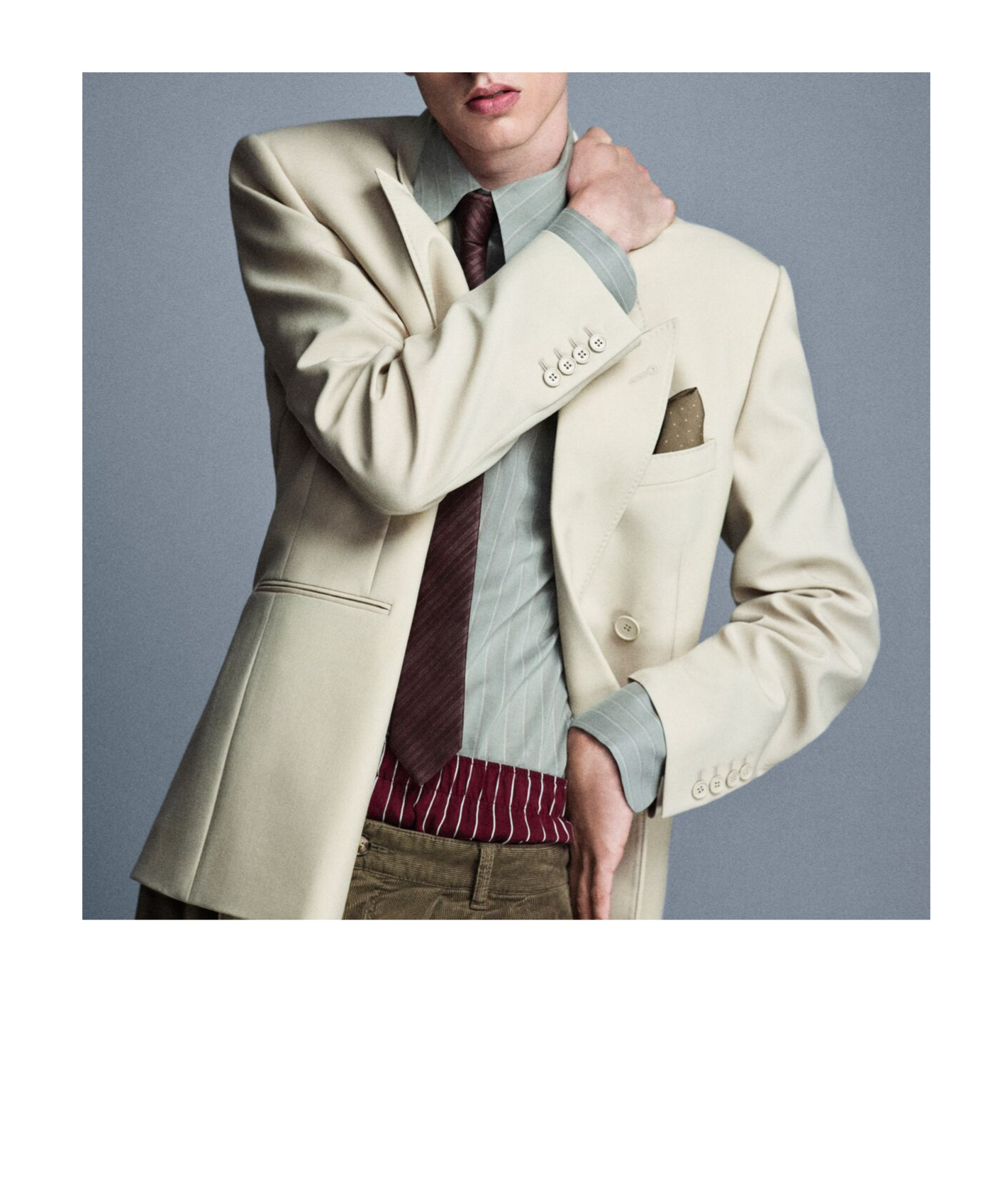 Saint Laurent Lapel Long-sleeved Suit Coat In Nude