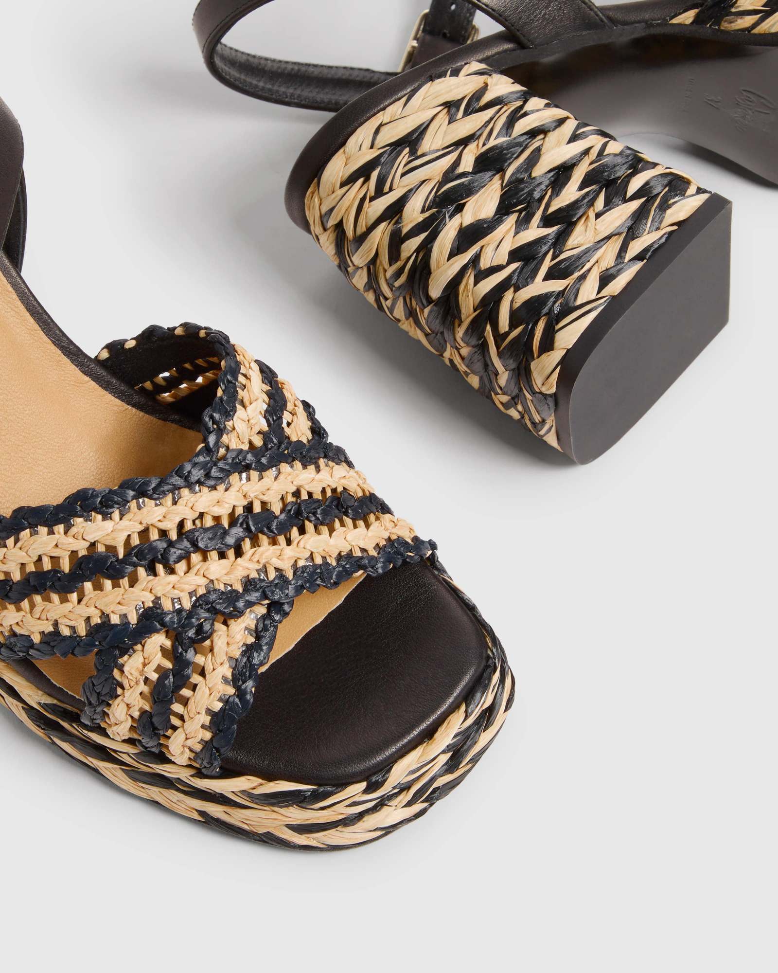 Shop Castaã±er Vicen 95mm Raffia Sandals In Black