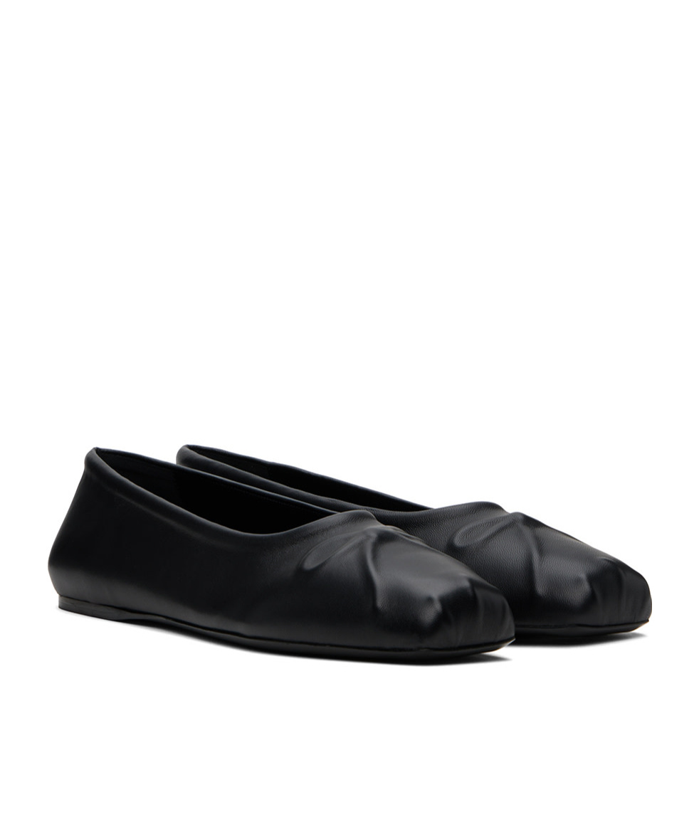 Shop Marni Black Nappa Leather Little Bow Ballet Flat
