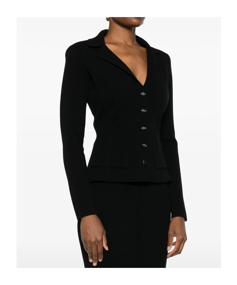 Elisabetta Franchi Button-fastening Fitted Jacket In Black