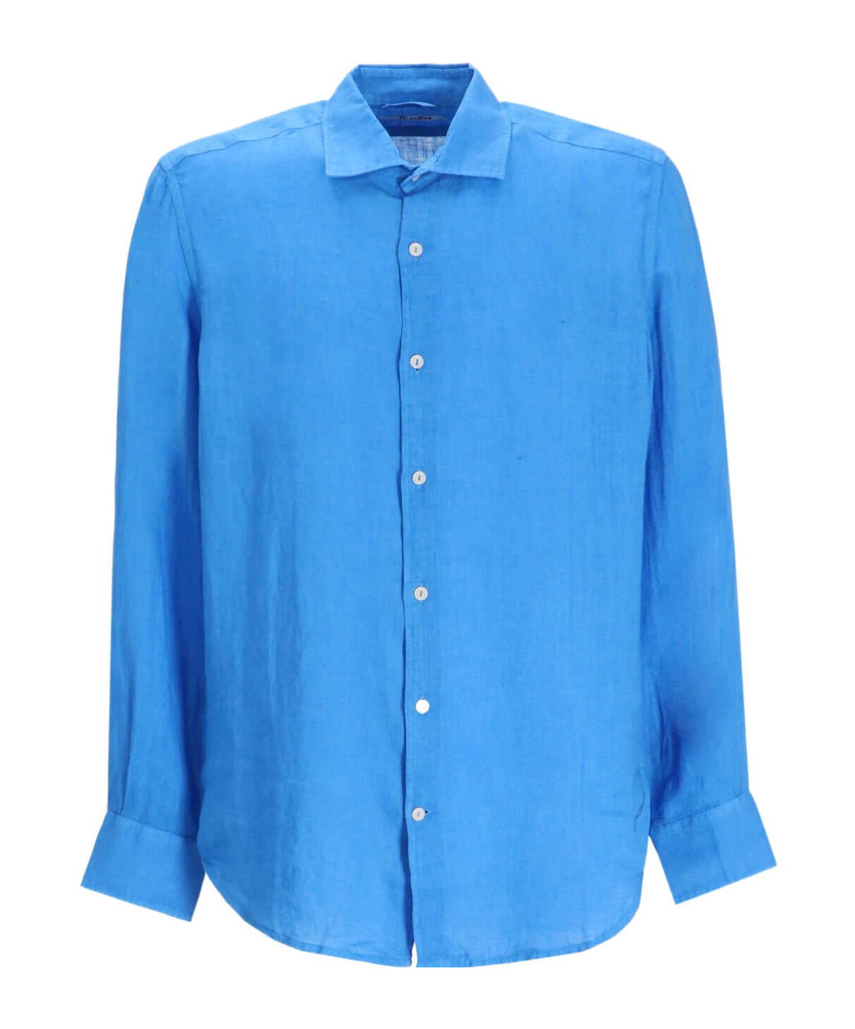 Mc2 Saint Barth Man Watercolor Bluette Linen Shirt Pamplona