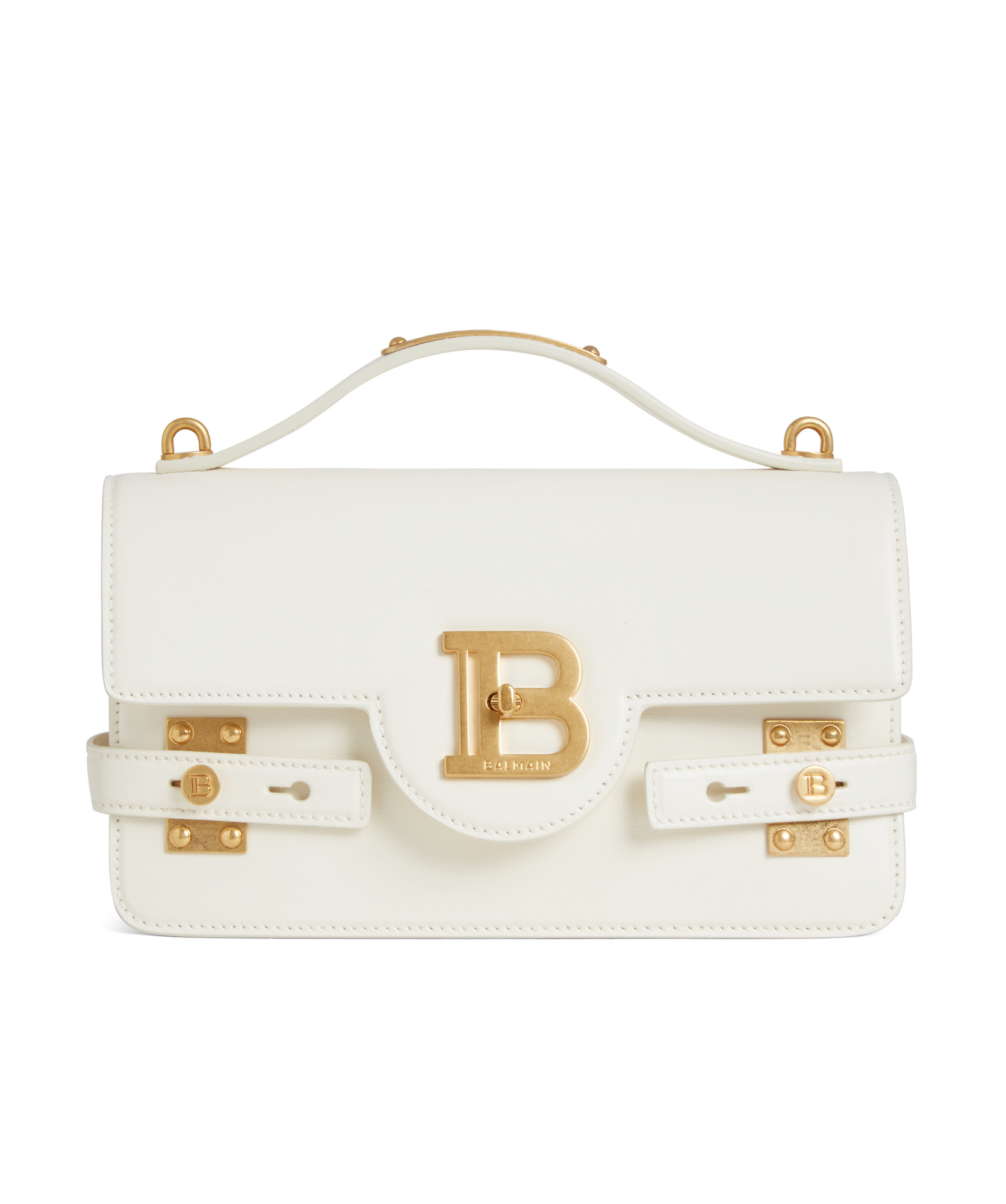 Balmain Leather B-buzz 24 Top-handle Bag In White