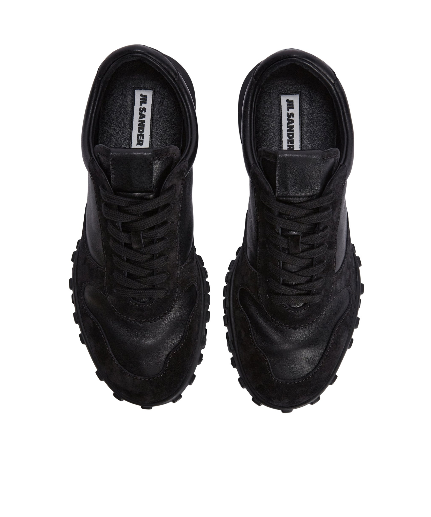 Jil Sander Suede Panel Round Toe Rubber Sole Sneakers In Black
