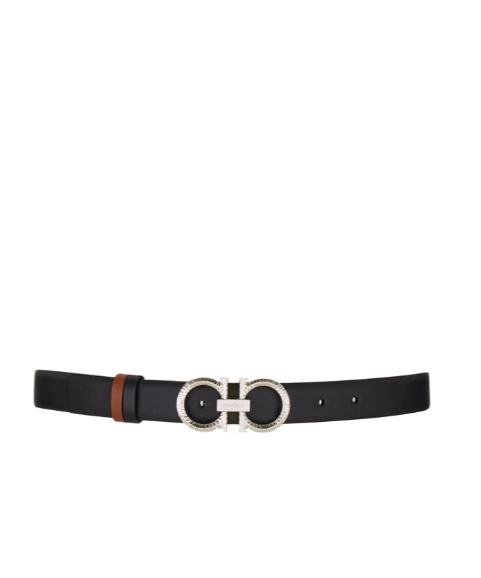 Ferragamo Reversible And Adjustable Belt With Hammered Gancini