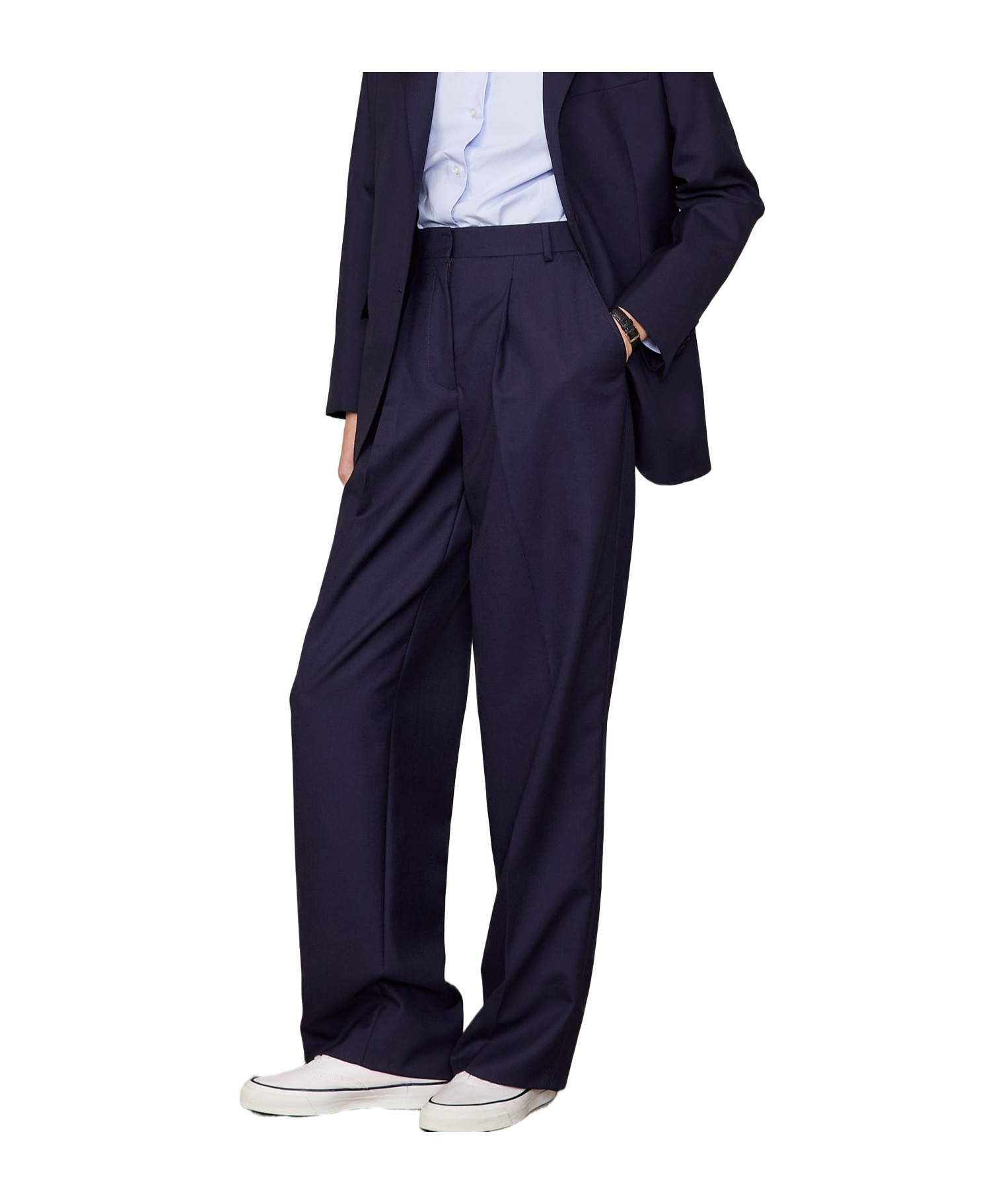 Officine Generale Belt Loops Slacks In Blue
