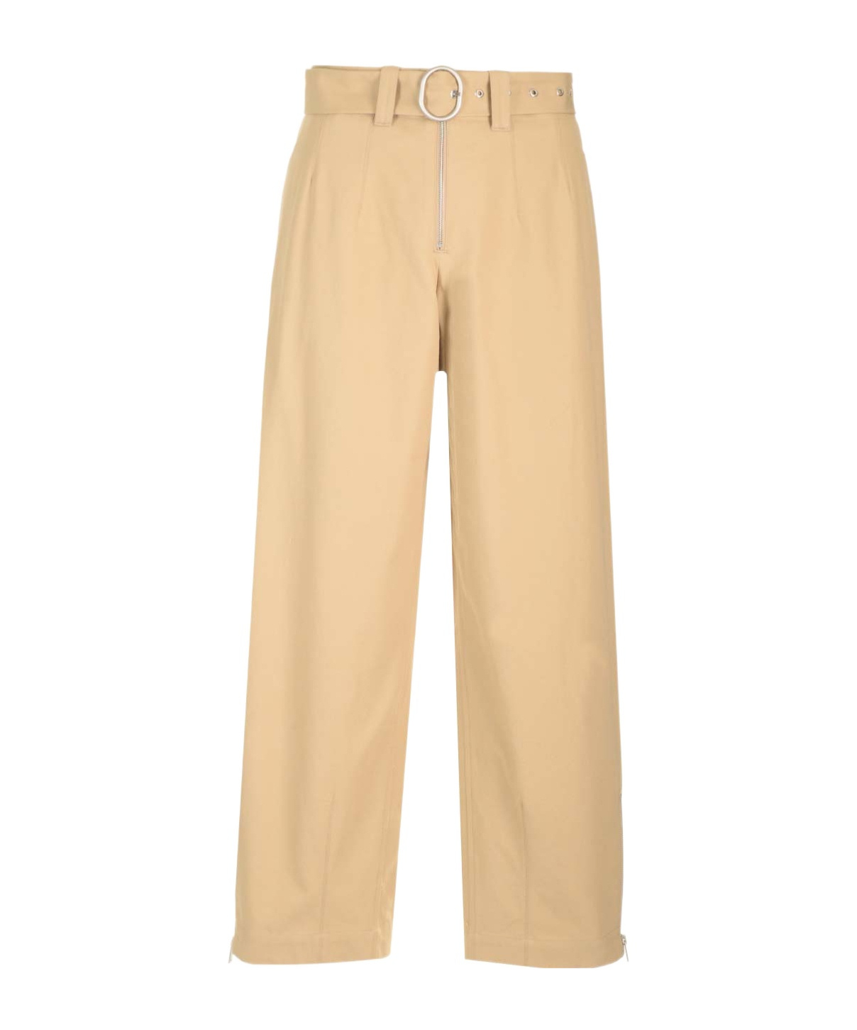 Jil Sander Straight-leg Cotton Trousers In Nude