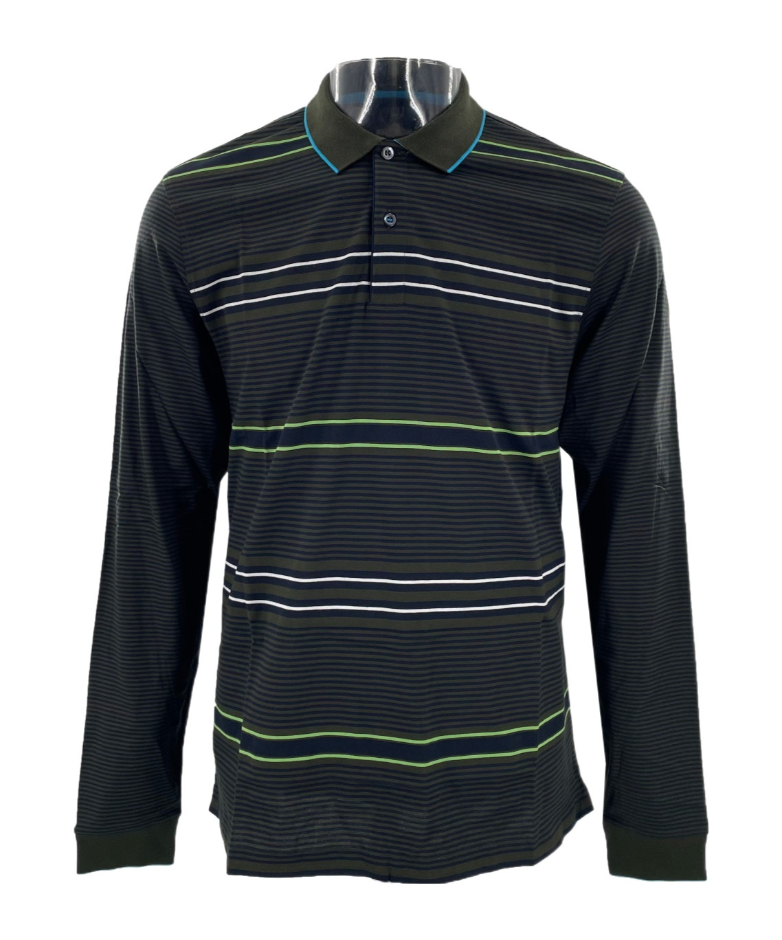 Dunhill Striped Long-sleeved Polo Shirt In Black