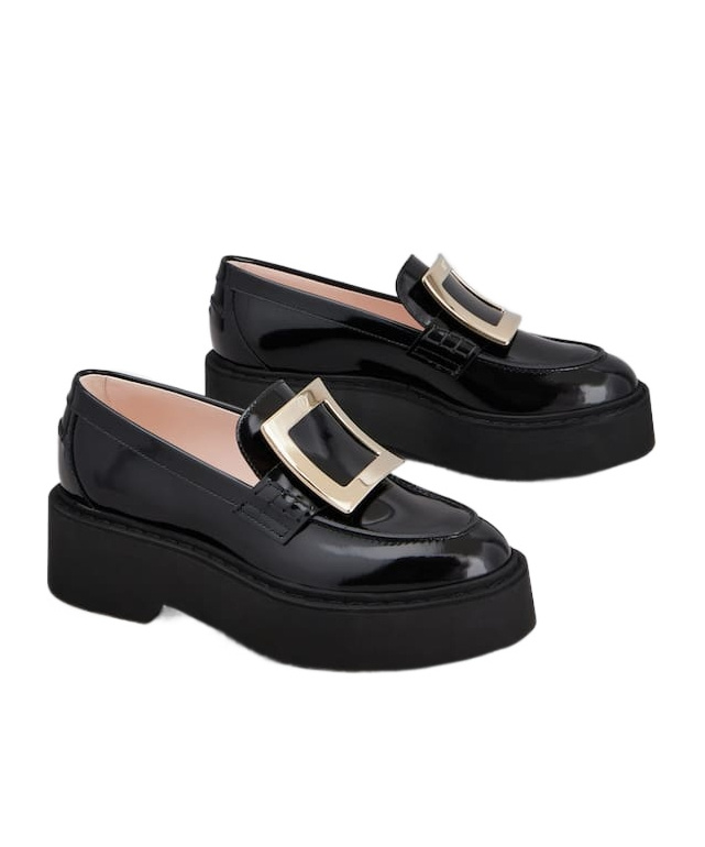 Roger Vivier 45mm Viv Rangers Patent Leather Loafers In Black