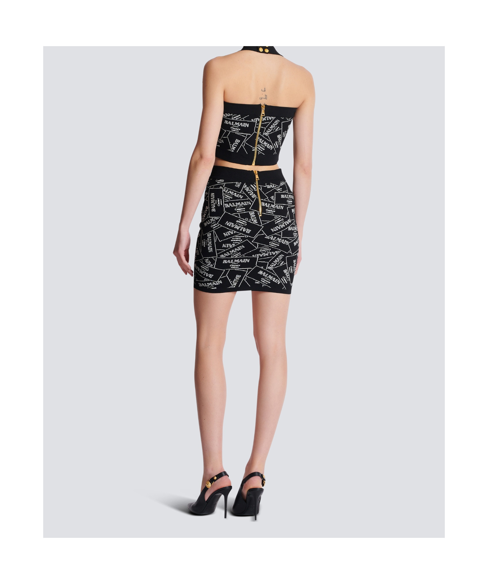 Balmain Top With Metal Open Back Slider In Black
