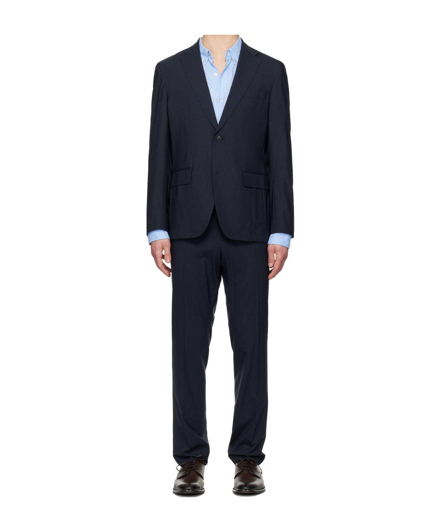 Hugo Boss Long-sleeved Wool Blend Suit In Blue