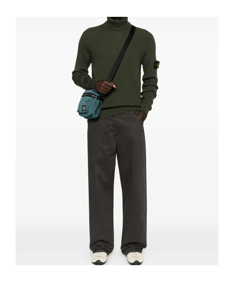 Stone Island Ribbed Turtleneck Sweater In Green