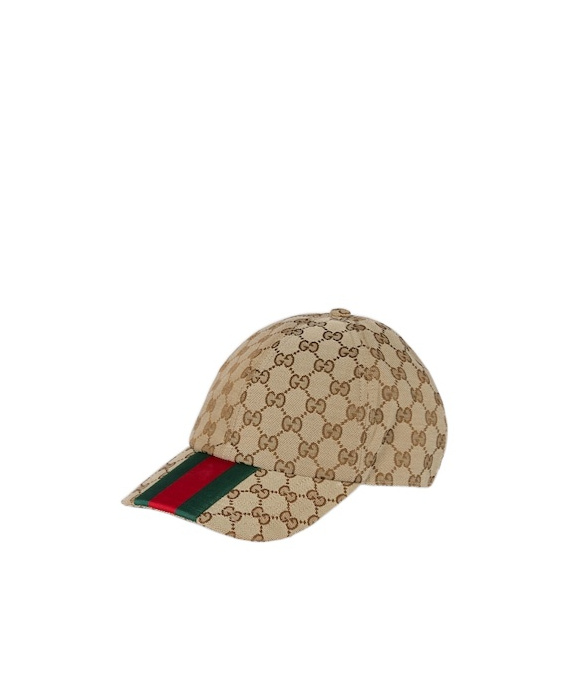 Gucci Men Beige And Ebony Baseball Cap With Web Detail In Gg Supreme Canvas Man In Nude