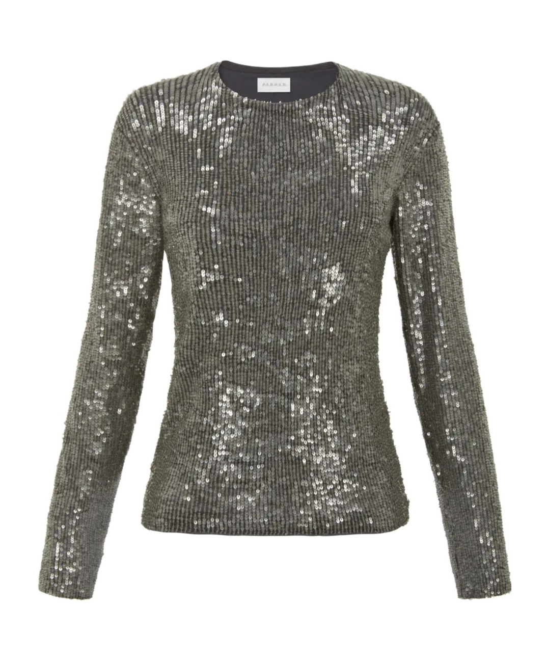 P.a.r.o.s.h Sequin-embellished Long-sleeve T-shirt In Gray