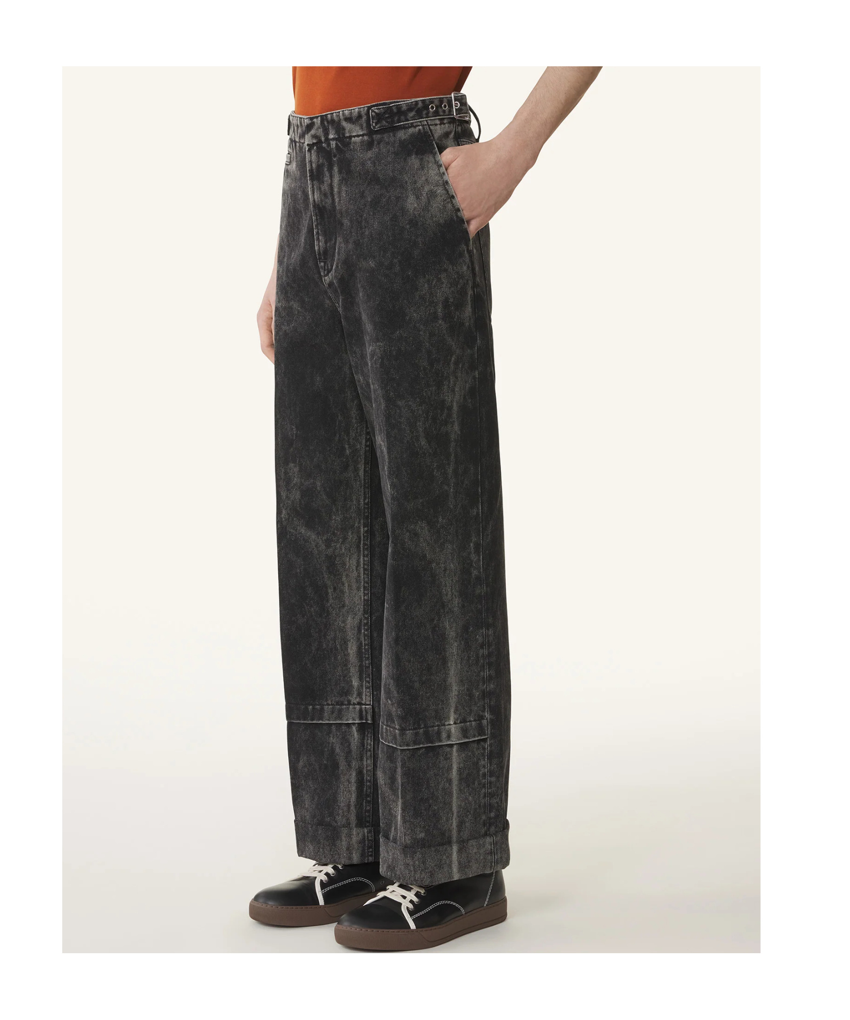 Lanvin Loose Fit Washed Denim Pants In Black