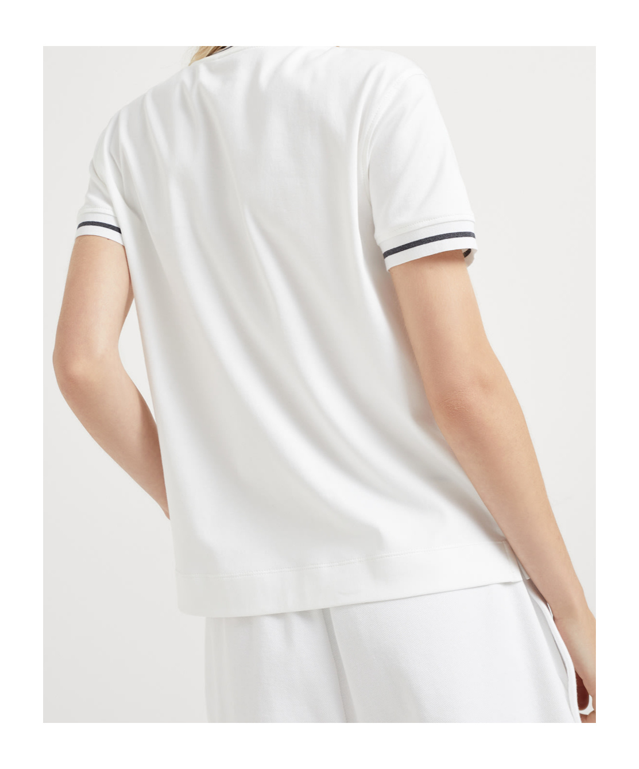Brunello Cucinelli Cotton Interlock T-shirt With Logo In White