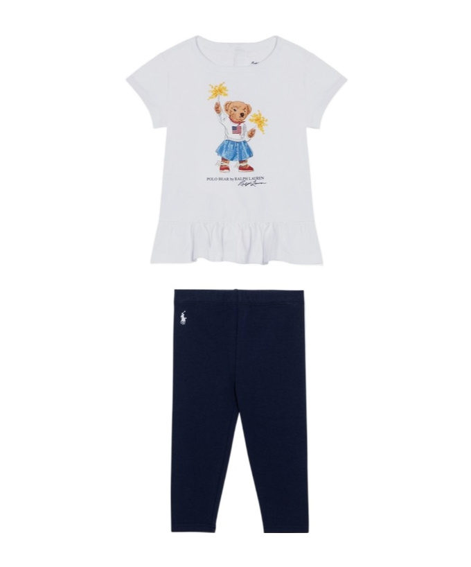 Polo Ralph Lauren Round Collar Short-sleeve T-shirt Pants Two-piece Set In White
