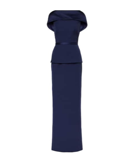 Safiyaa London Rella Draped Peplum Heavy Crêpe Midi Dress In Blue
