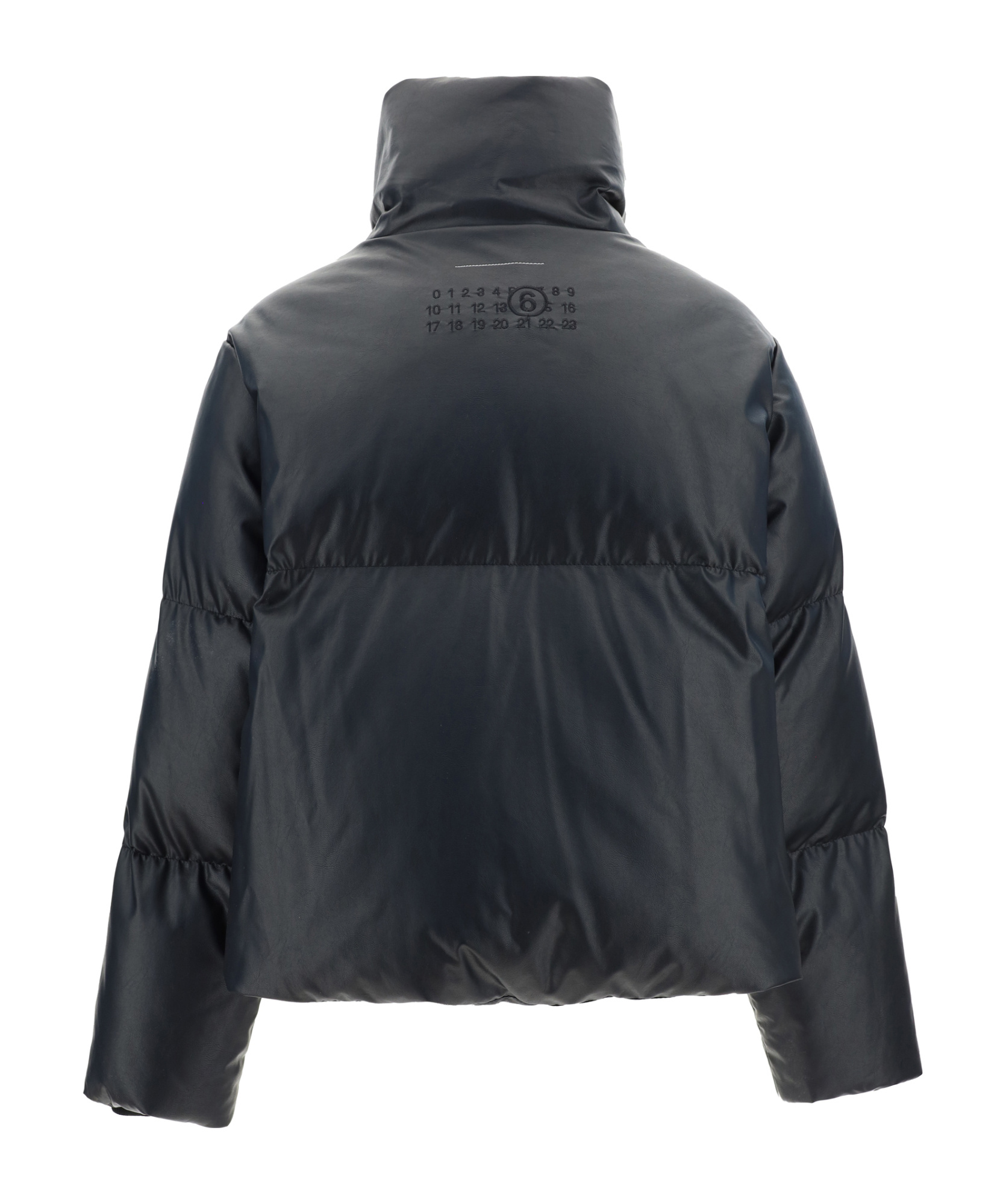 Mm6 Maison Margiela Pleather Puffer Jacket In Black